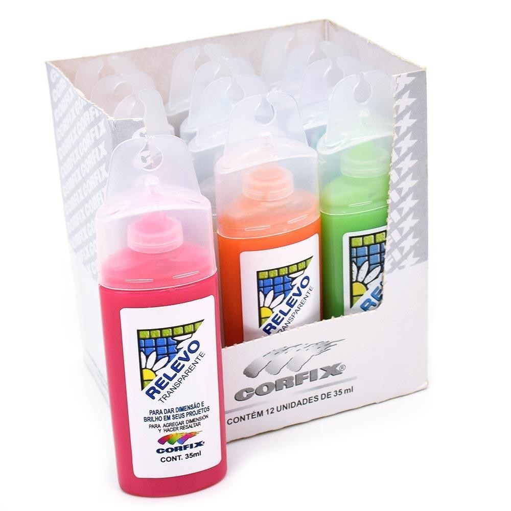 Kit Relevo Transparente Corfix - 12 Cores