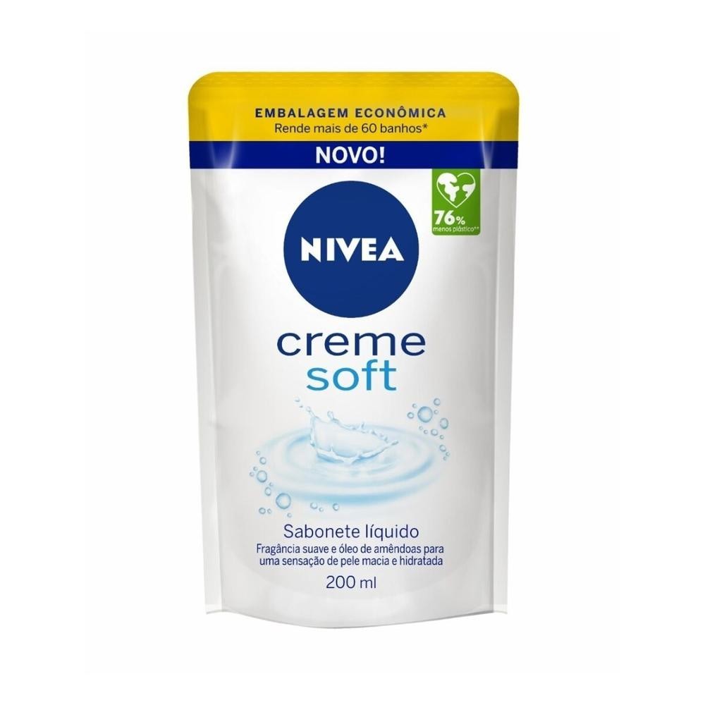 Sabonete Liquido Nivea Creme Soft Refil 200ml em Oferta na Shopee