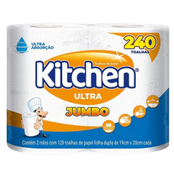 Toalha de Papel Ultra Folha Dupla 240 Toalhas Kitchen