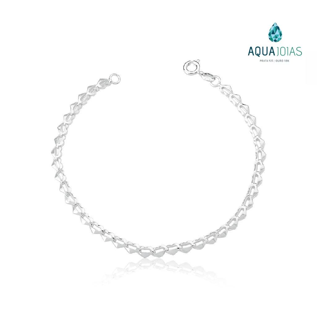 Pulseira Prata 925 corações esteirinha em Oferta na Shopee