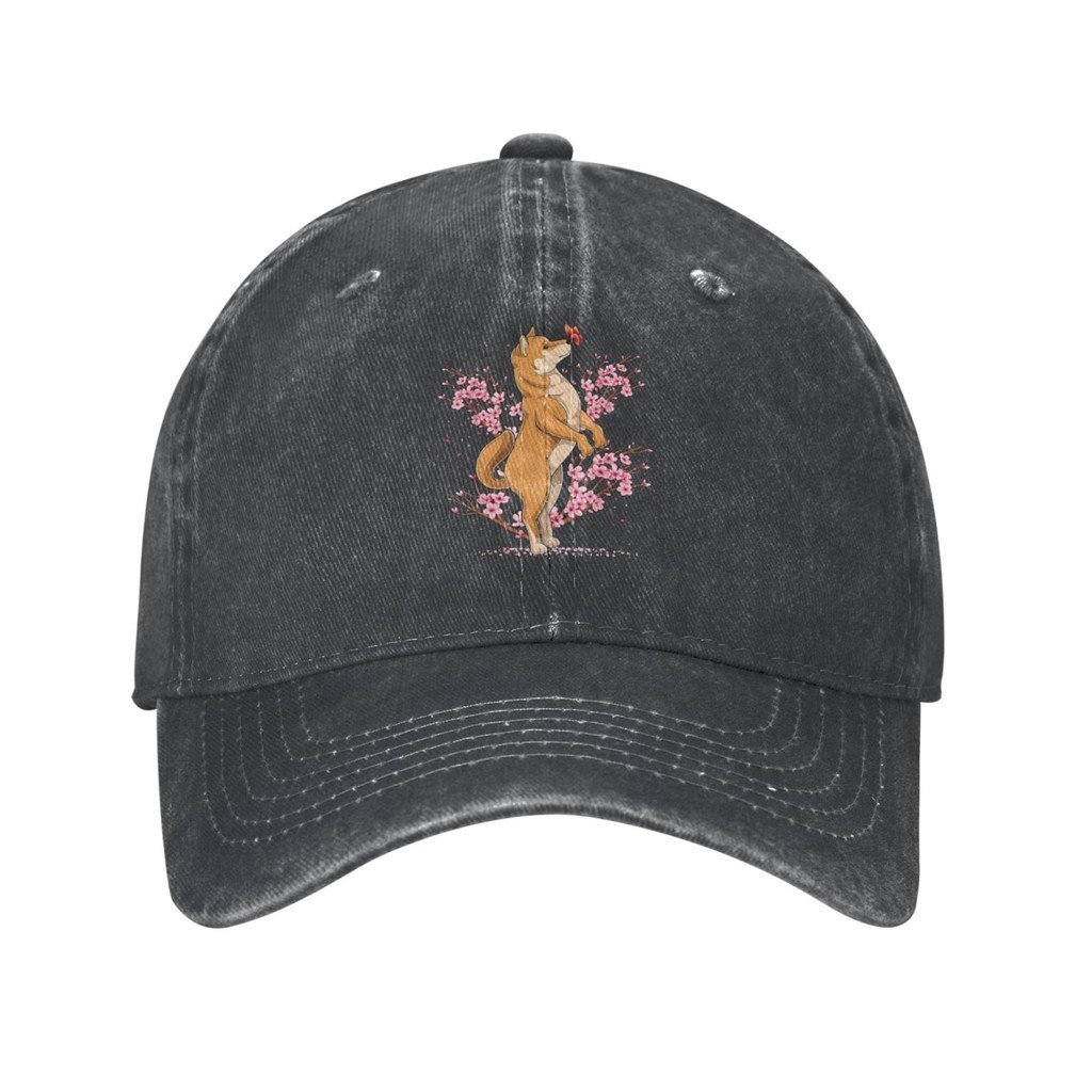 Japonês Shiba Inu Flor De Cerejeira Sakura Casquette Chapéu De Cowboy Ajustável Sol Boné De Beisebol