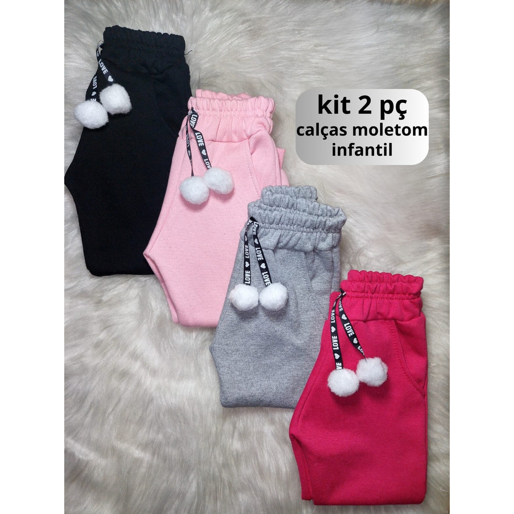 Kit 2 Calças Moletom Infantil Menina em Oferta na Shopee