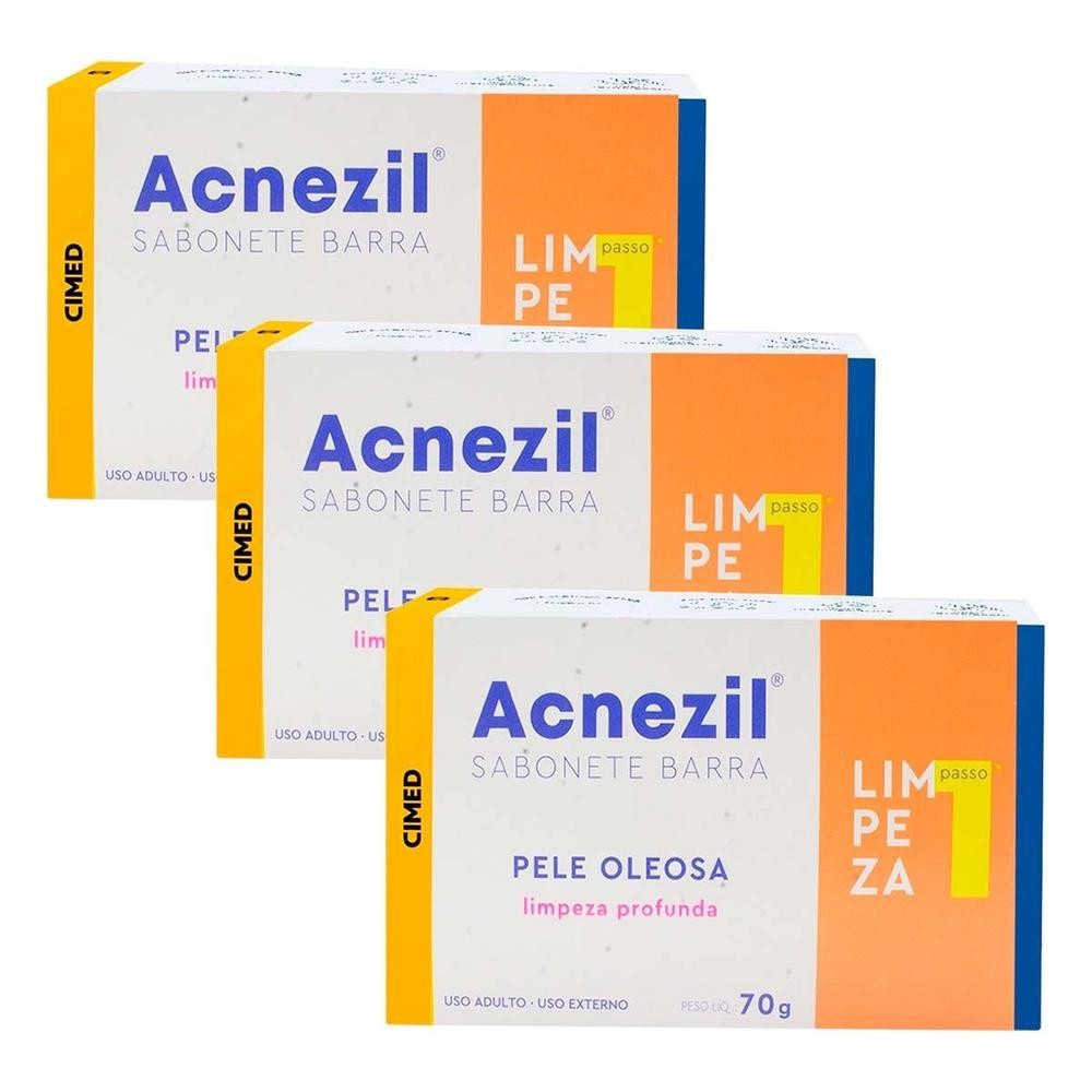 Kit c/3 und Acnezil Sabonete 70g Pele Oleosa em Oferta na Shopee