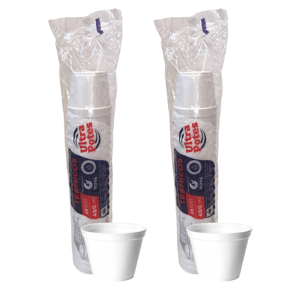POTE DE ISOPOR 480ML DESCARTÁVEL TÉRMICO C/50 CALDO SOPA SORVETE AÇAÍ