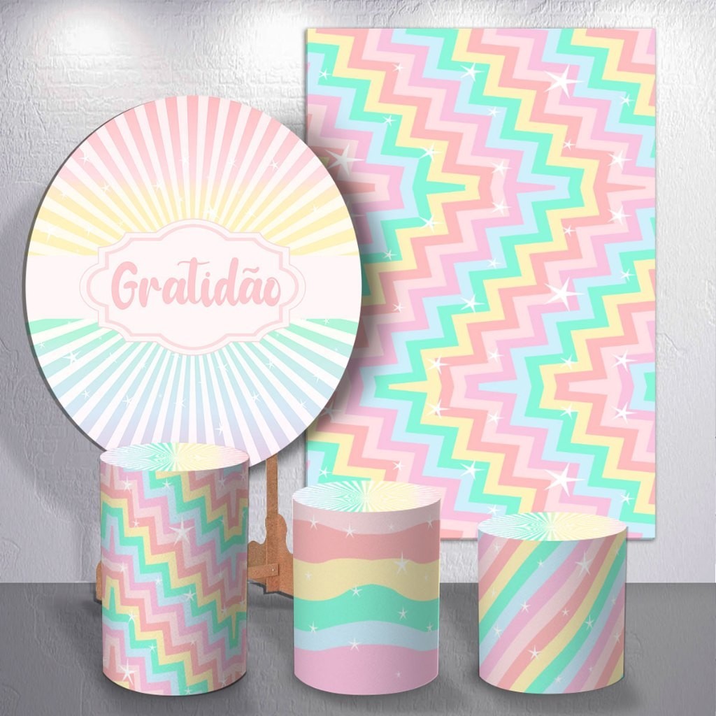 Capa de Painel para Festa com Tema Agradecimento e Energia Positiva Alegria Kit Ou Avulsa