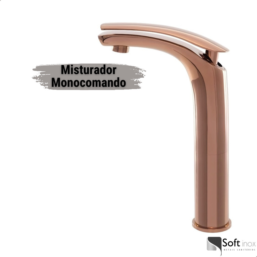 Torneira Monocomando Para Banheiro Alta Rose Gold Luxo · foto 2