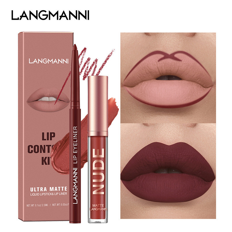 Langmanni / Conjunto 2 Peças Gloss e Lápis Labial Efeito Matte