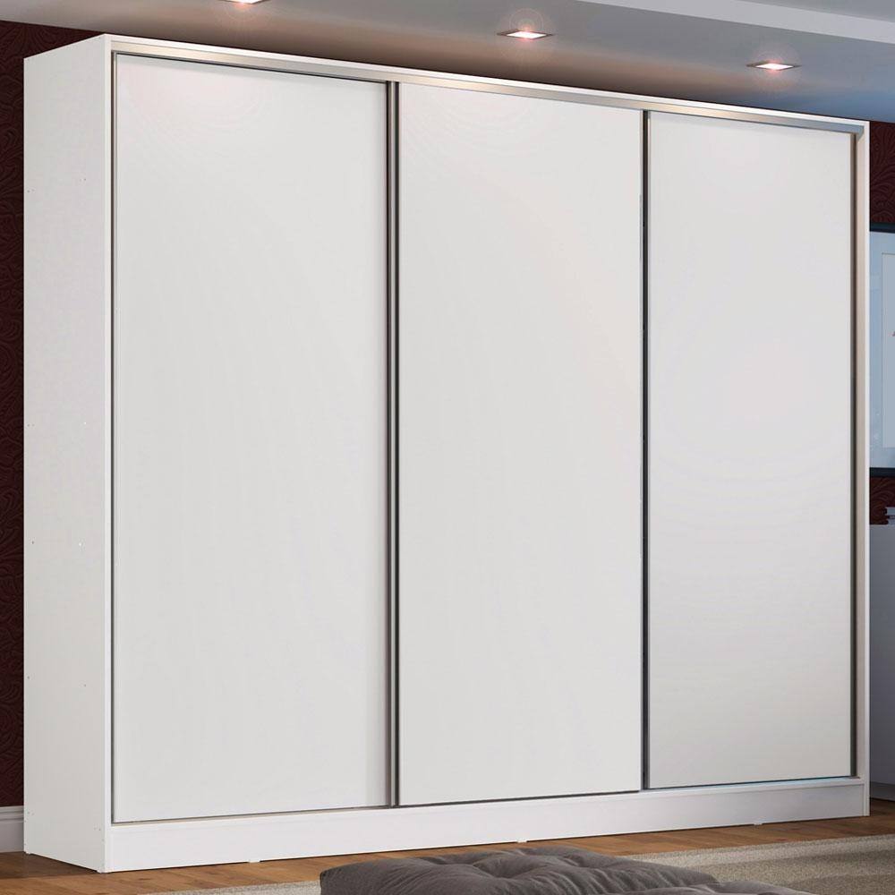 Guarda Roupa Casal 3 Portas de Correr Branco 100% MDF Madesa Zurique