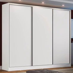 Guarda Roupa Casal 3 Portas de Correr Branco 100% MDF Madesa Zurique