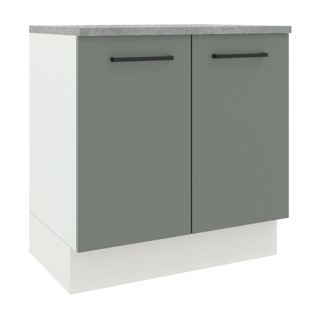 Balcão Armário de Cozinha 80 cm 2 Portas Branco/Cinza Agata Madesa - Home & Living