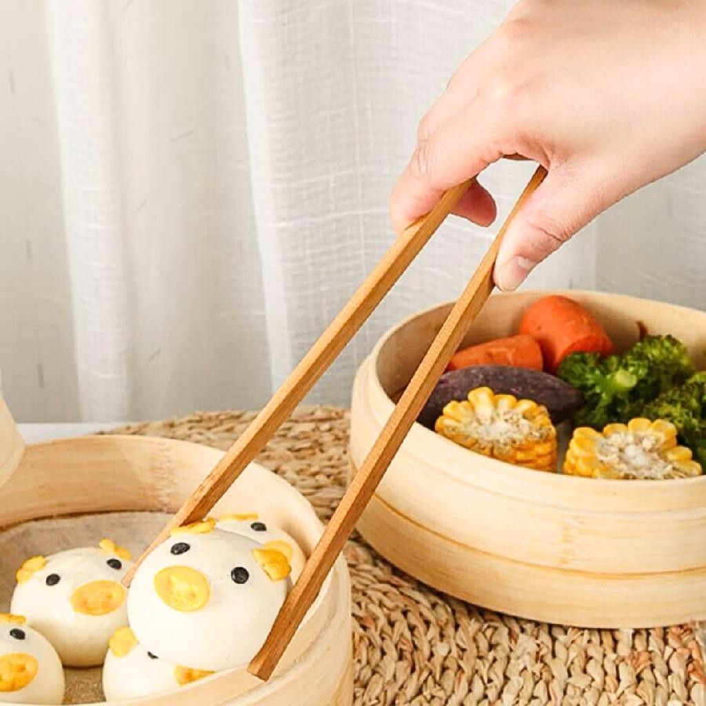 Pinça Pegador De Bambu Culinário Frituras Saladas Pães 30cm em Oferta na Shopee