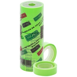 FITA ADESIVA COLORIDA ESCOLAR COR CITRICA VERDE NEON 12X10M KIT 10 UNIDADES - FIT PEL em Oferta na Shopee