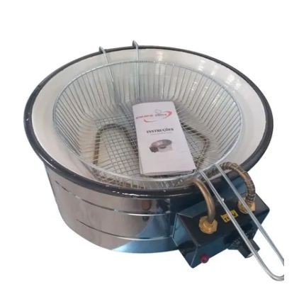 Fritadeira Industrial 7L Esmaltada Equipe Inox Profissional Cesto Aramado 127V/220V A Oleo Comercio