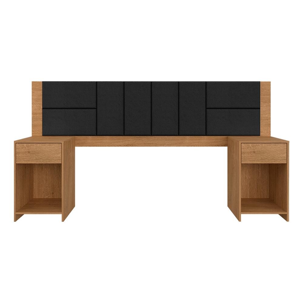 Cabeceira Estofada Para Cama Casal Dubai Carv/preto - M. Arapongas - Home & Living