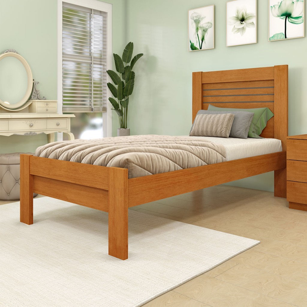 Cama Solteiro Safira Cinamomo - Tcil Móveis em Oferta na Shopee