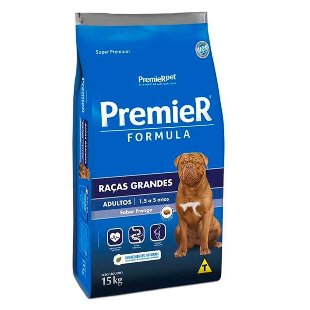 Ração Premier Fórmula Cães Adultos Raças Grandes Frango 15Kg - Pets
