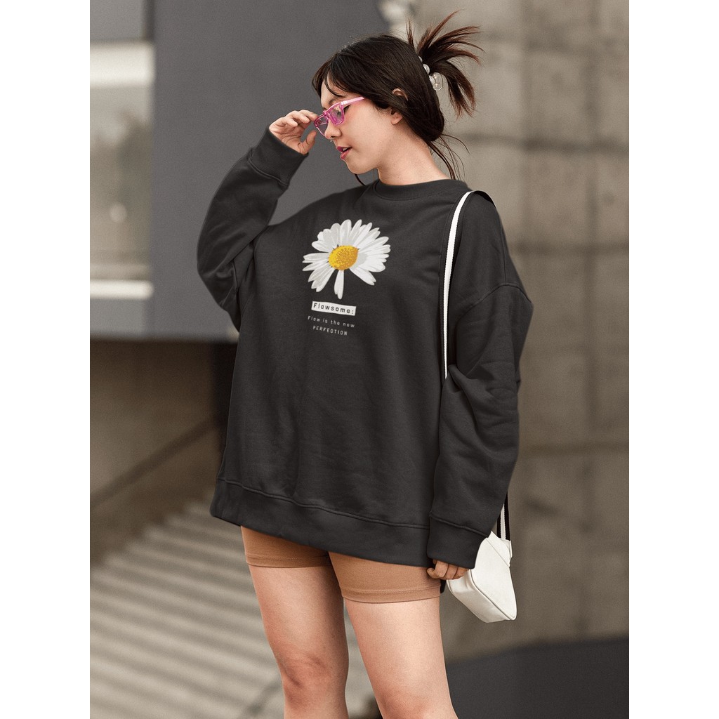Moletom Blusa de Frio Básico Estiloso Feminino Estampado Gola Redonda Confortável 100% Algodão