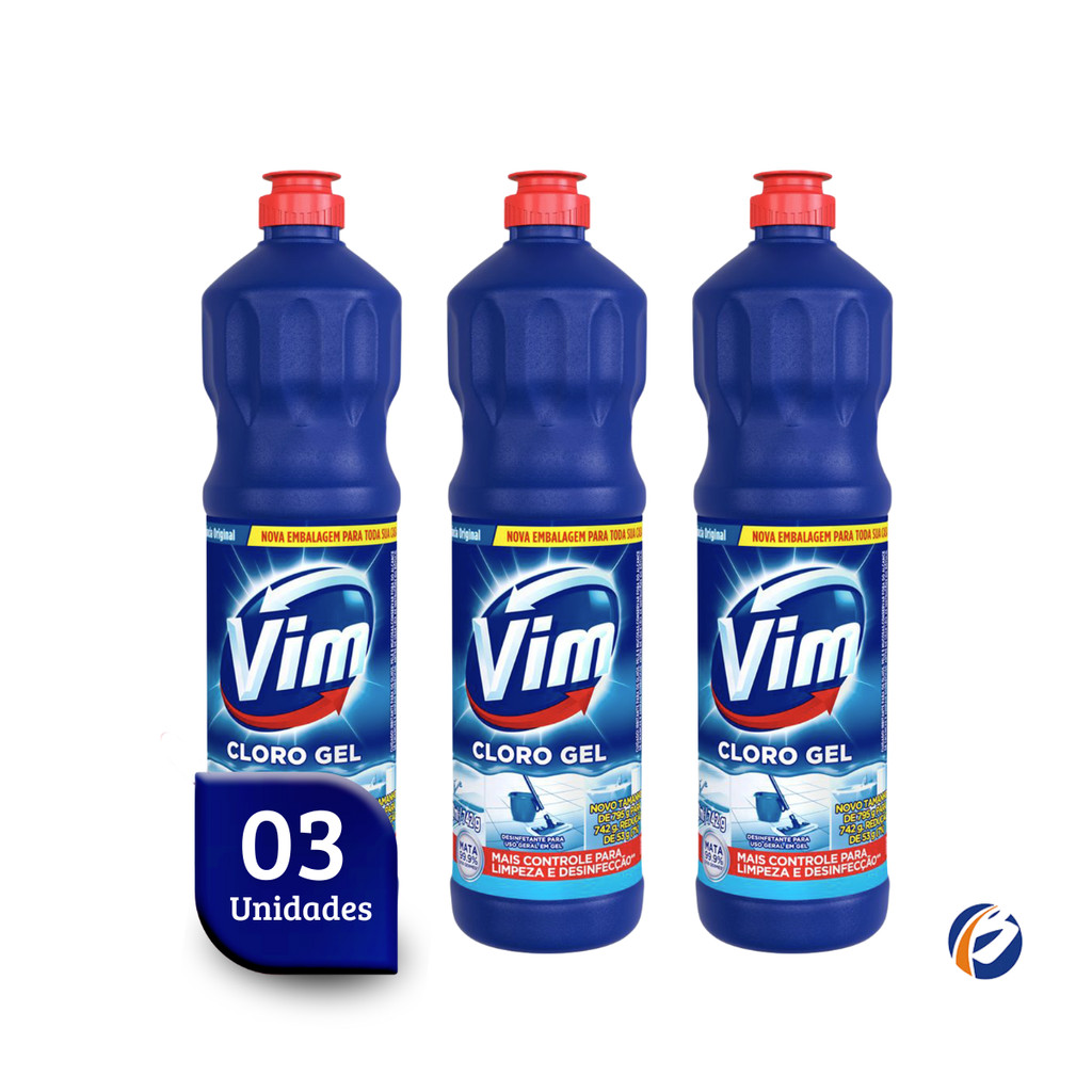 Kit 03un Desinfetante Cloro Gel 700ml Vim em Oferta na Shopee