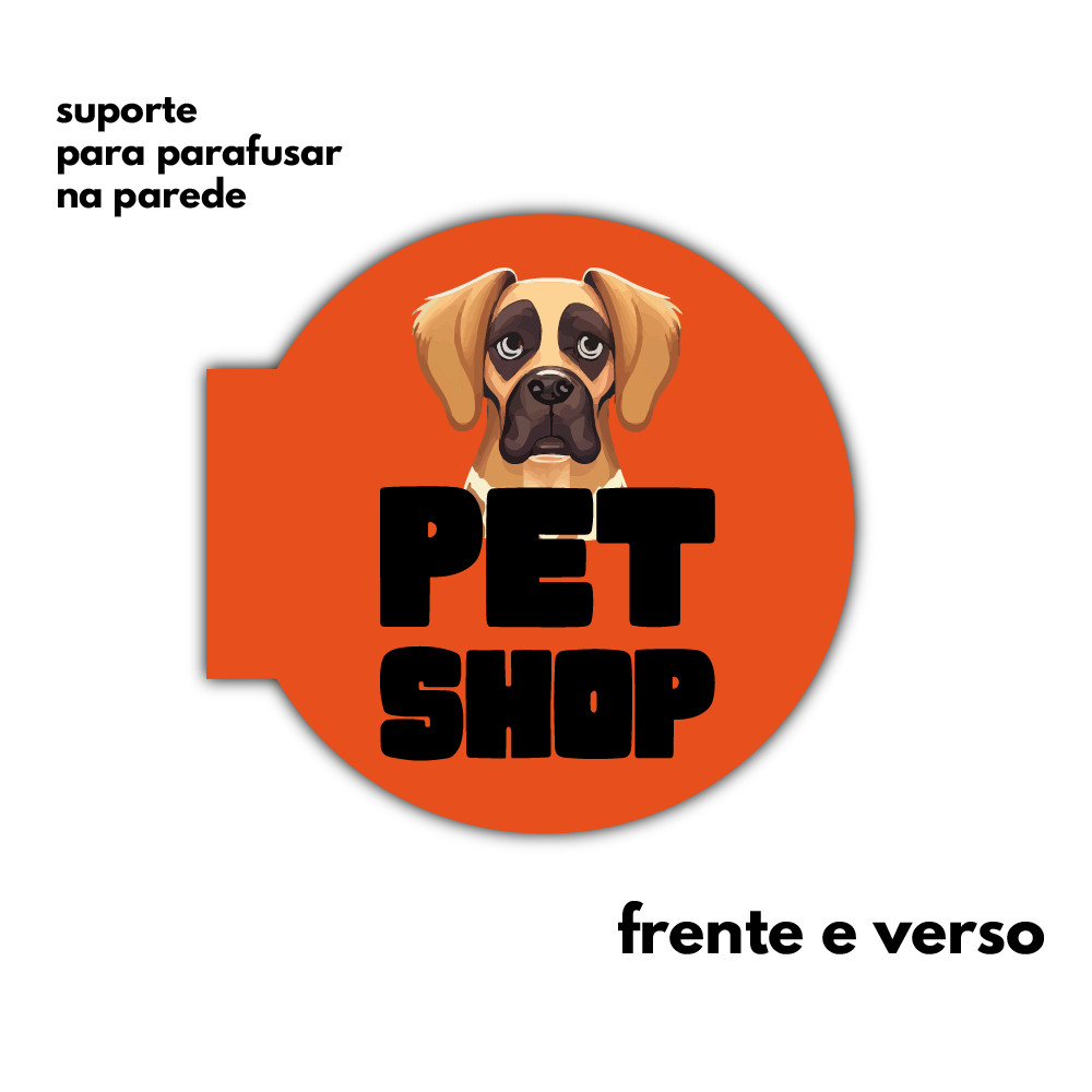 Placa Dupla Face Uso Externo -  Pet Shop 1 20x20cm