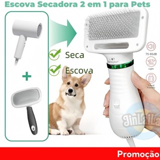 Escova Secadora Pet 110V- 2 EM 1 Seca Remove Pelos Cachorro Coelho Gato ，Baixo Ruído! em Oferta na Shopee