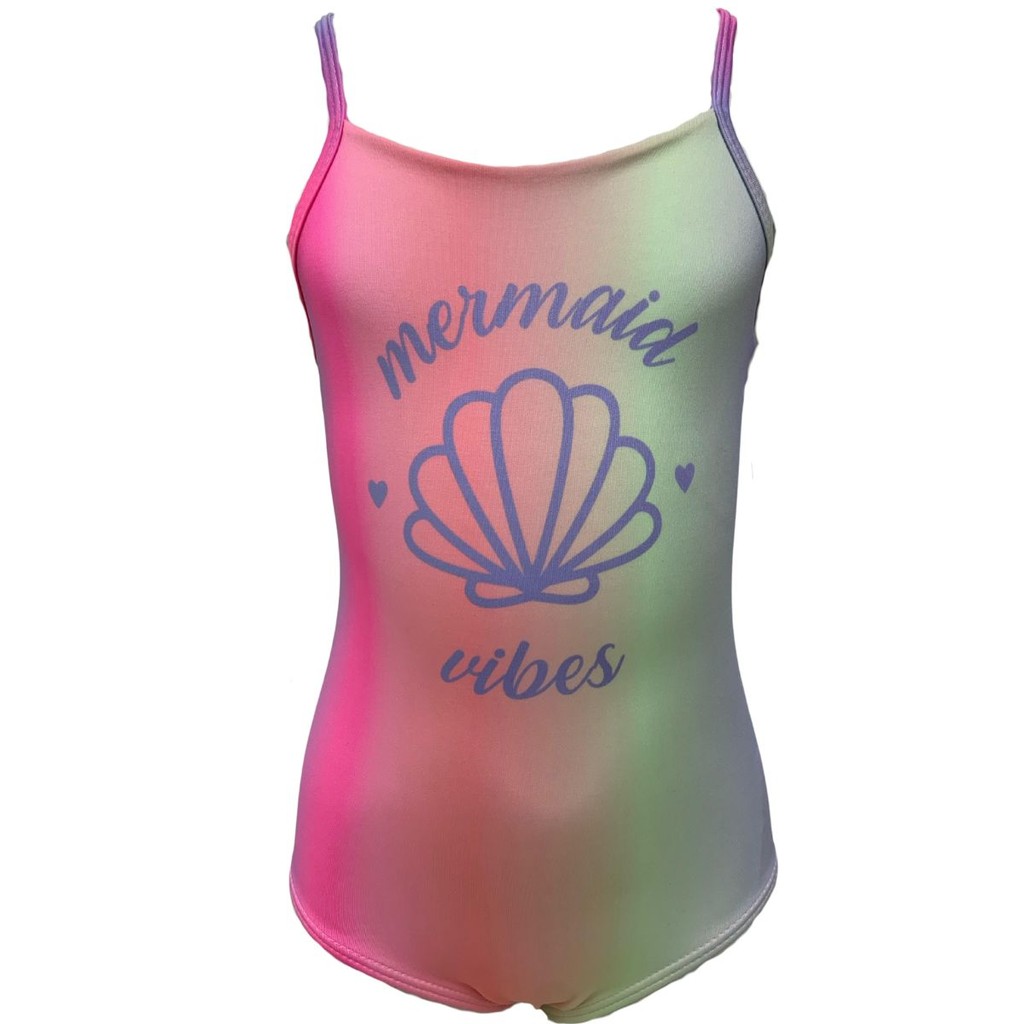 Maiô Infantil Sereia Mermaid Natação Proteção Uv 50 Juvenil Praia Piscina Kids Teen Filtro Solar