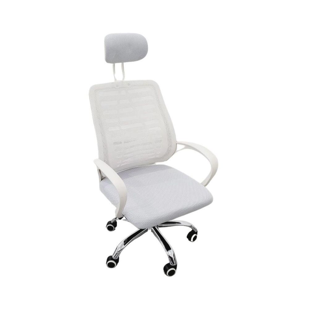 Cadeira Escritório Diretor Tela Mesh Com Encosto De Cabeça Branco - Home & Living