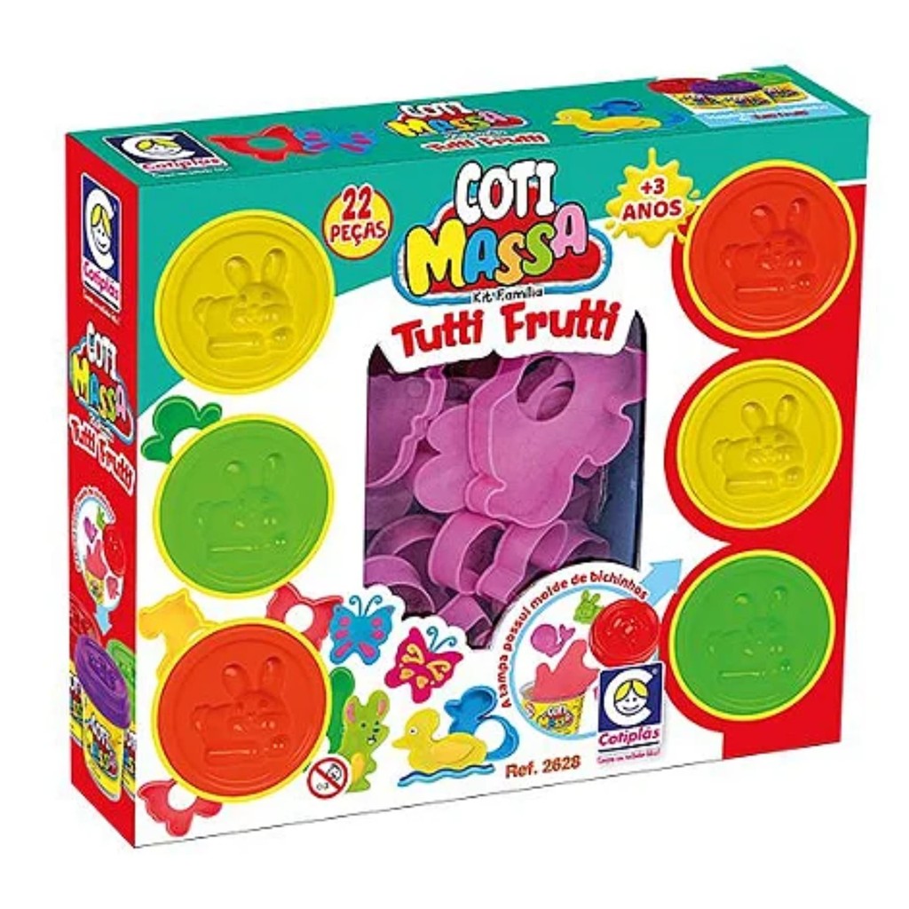Brinquedo Massinha Modelar Coti Massa Cheiro Tutti Frutti Kit Família com 6 Potes Cotiplás - 2628