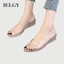 IELGY Moda Feminina Verão Confortável Casual Sandálias De Gelatina De Cristal Antiderrapante Boca De Pesca