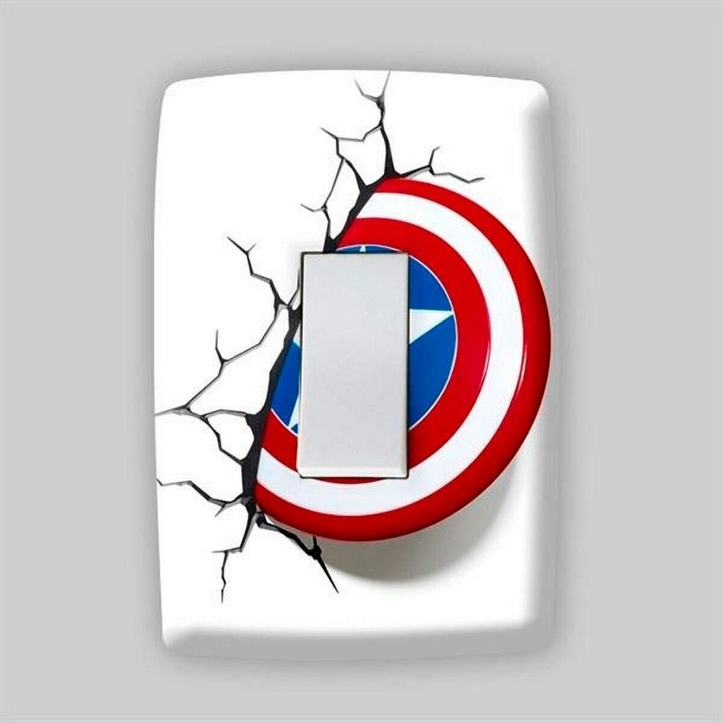 Adesivo 3D Para Tomada Interruptor Herói Escudo Homem De Ferro