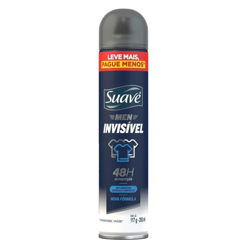 Desodorante Antitranspirante Aerosol Suave Men Invisível 200ml - Beauty