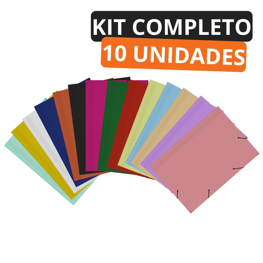 Pastas Aba Elástico Escolar Pacote 10 Unidades 200 Gramas Medida Oficio Cores Pasteis Elástica em Oferta na Shopee
