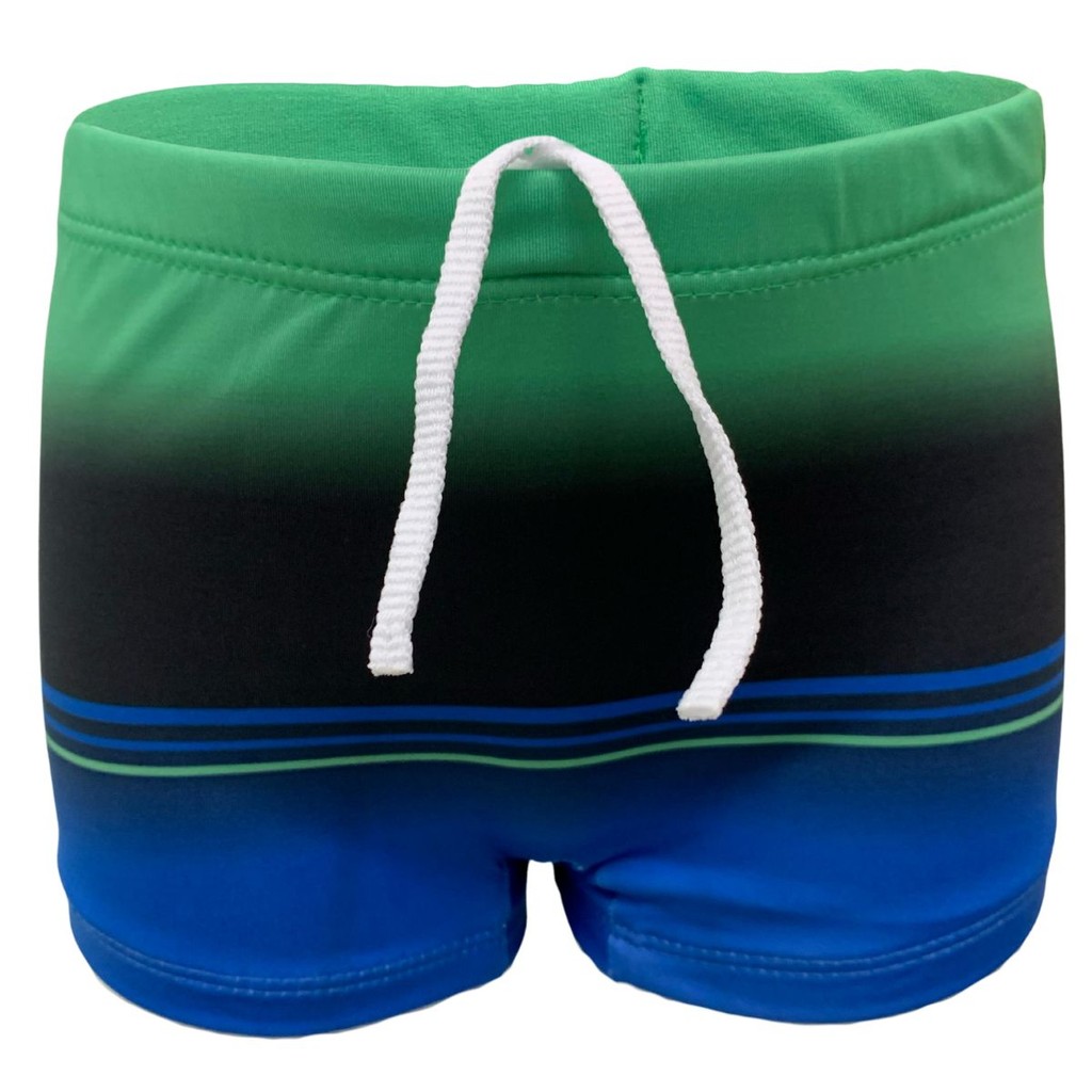 Sunga Boxer Infantil Juvenil Degrade Listrado Proteção Solar Uv Praia Piscina Forrado Cordão