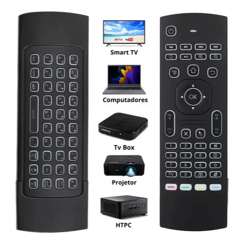 Controle Air Mouse Com Sensor de Ar/ Luz Led /Teclado/ 2.4G LED Com Comando de Voz Para Pc e/ou Tv