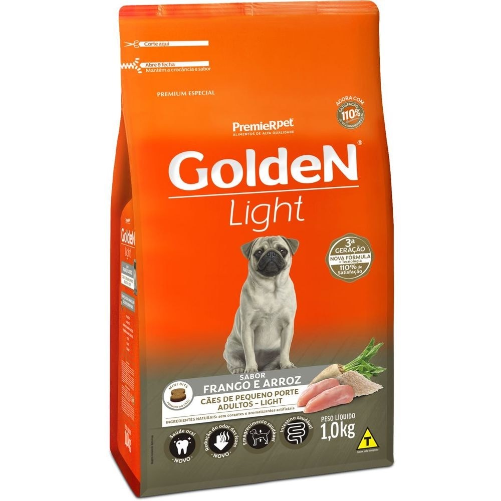 Ração GoldeN Fórmula Light Cachorros Adultos de Raças Pequenas Frango e Arroz 1,0kg em Oferta na Shopee