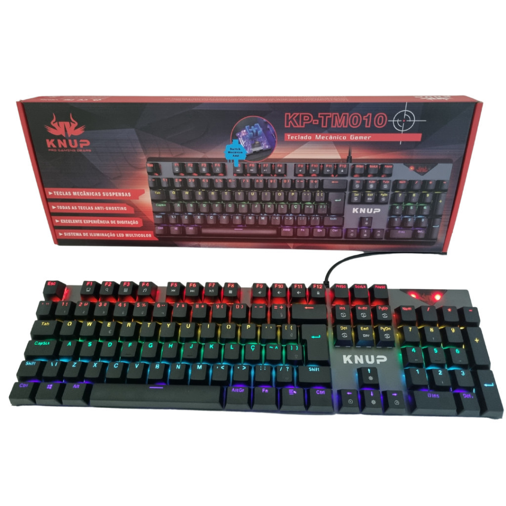 Teclado Gamer Mêcanico 12 Funções Rgb Switch Blue Pc Kp-tm010 — R$ 85,97 em Shopee, 22% OFF