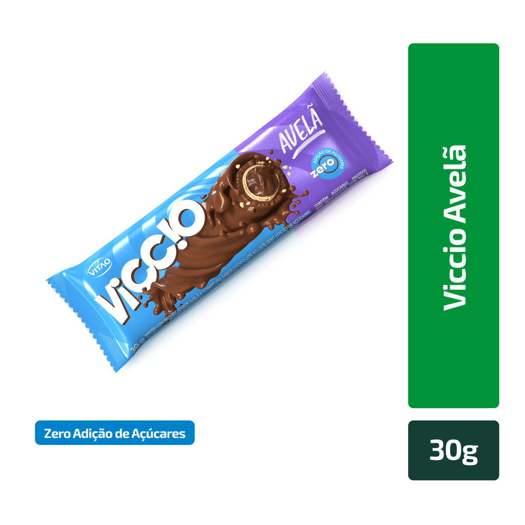 Kit 10 Un Rolinho Chocolate Avelã Zero Açúcar Viccio 30G