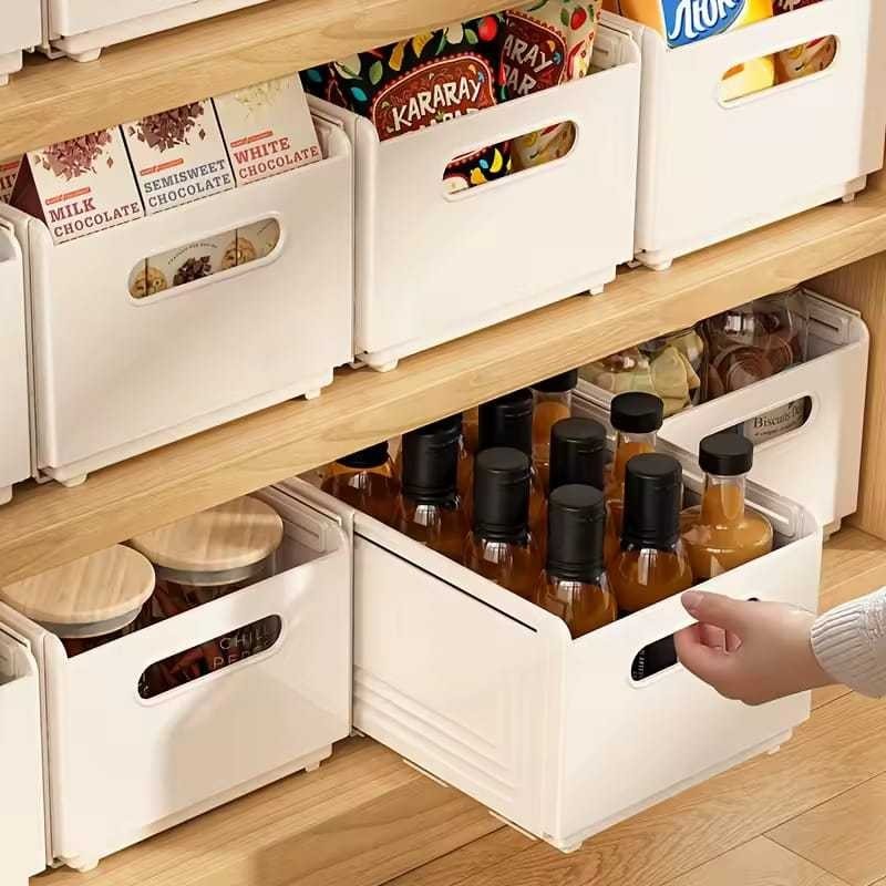 Kit 3 Organizador Retrátil com Gavetas e Alça para Cozinha, Mesa e Armário