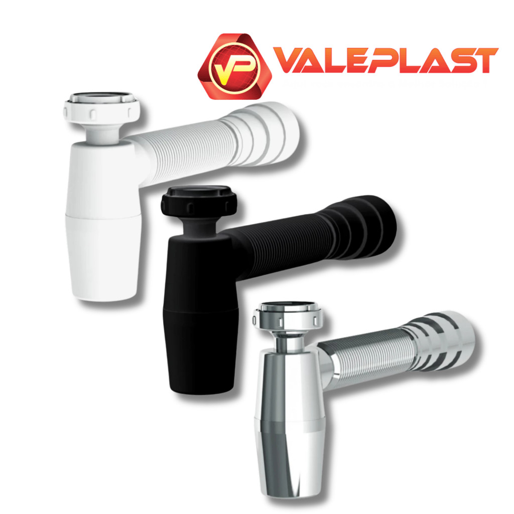 Sifao Pia Cozinha Copo Sanfonado Cromado Branco Preto Tubo Extensivo Copoflex Flexível Cifrão Sifon