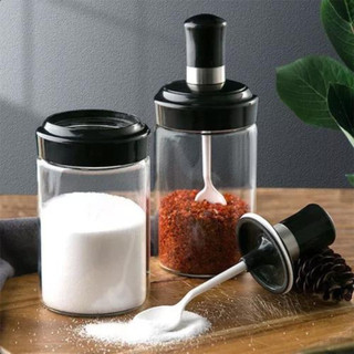 3 Peças Porta Temperos em Vidro com Colher Sal, Açúcar, Condimentos, Pimenta, Tomilho, Or…