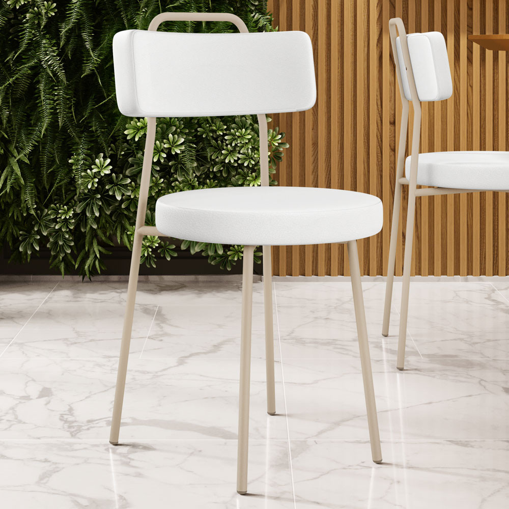 Cadeira Decorativa Estofada Para Sala De Jantar Barcelona Arena L02 Facto Branco - Lyam