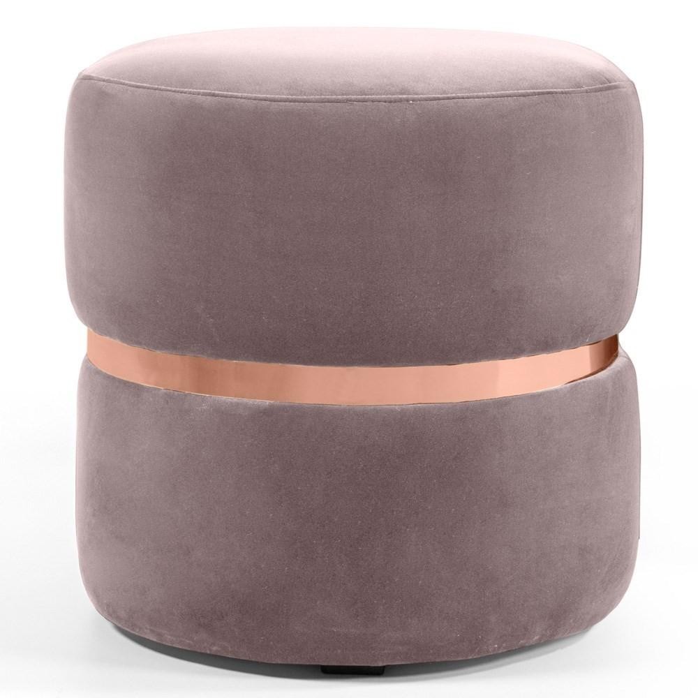 Puff Decorativo Com Cinto Rosê Round C-305 Veludo Rosê - Domi - Home & Living