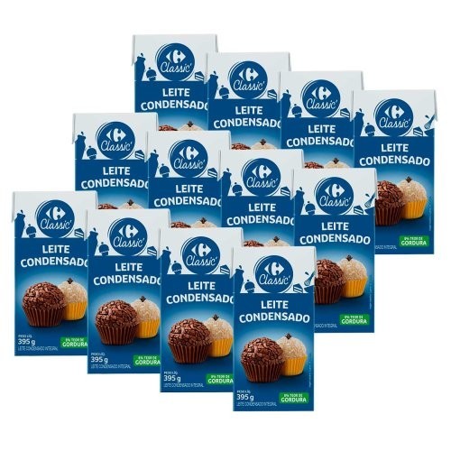 Leite Condensado Integral Carrefour Classic 12 Unidades de 395g em Oferta na Shopee
