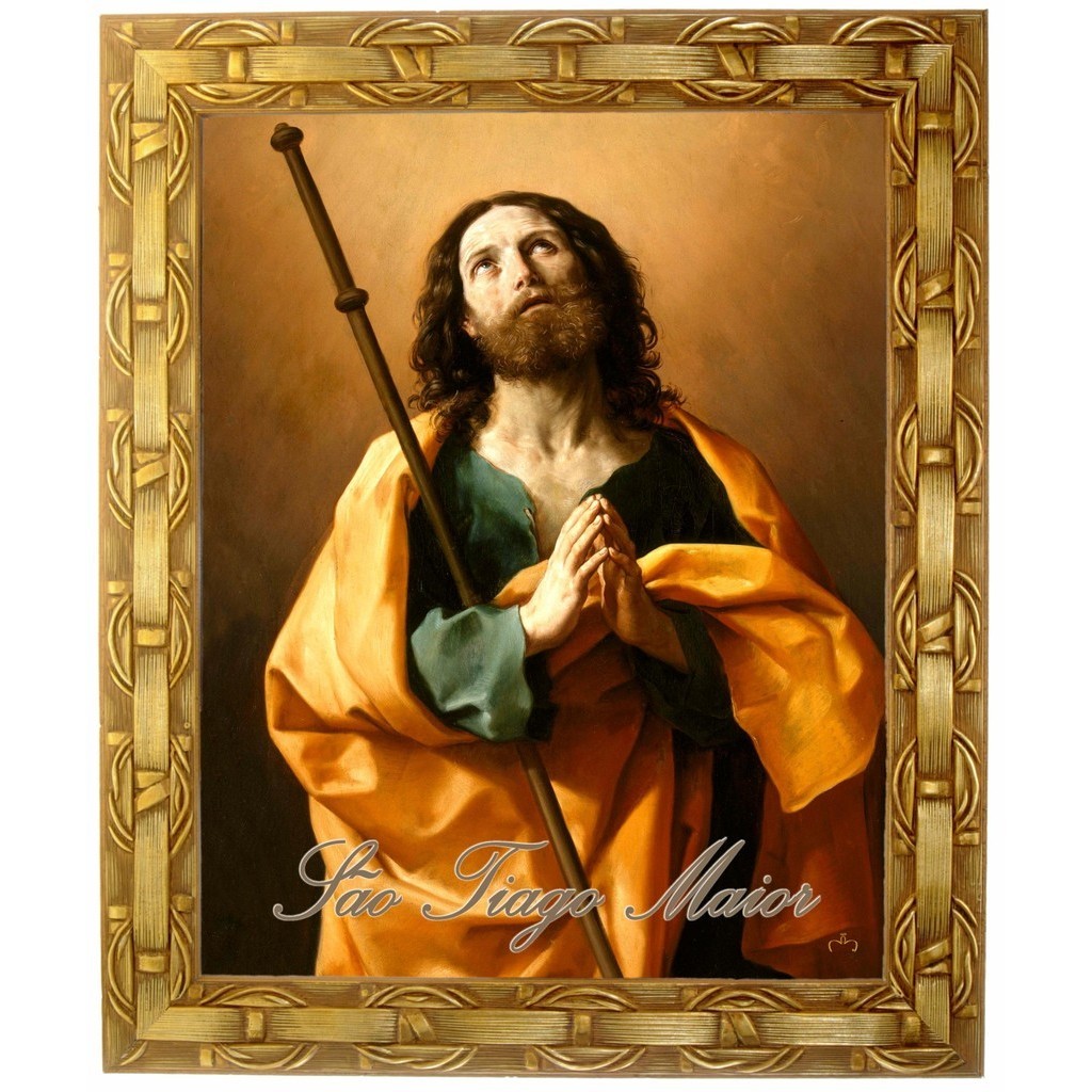 Quadro de São Tiago Apóstolo, Mod. 01, Tam. 30x25cm. Angelus