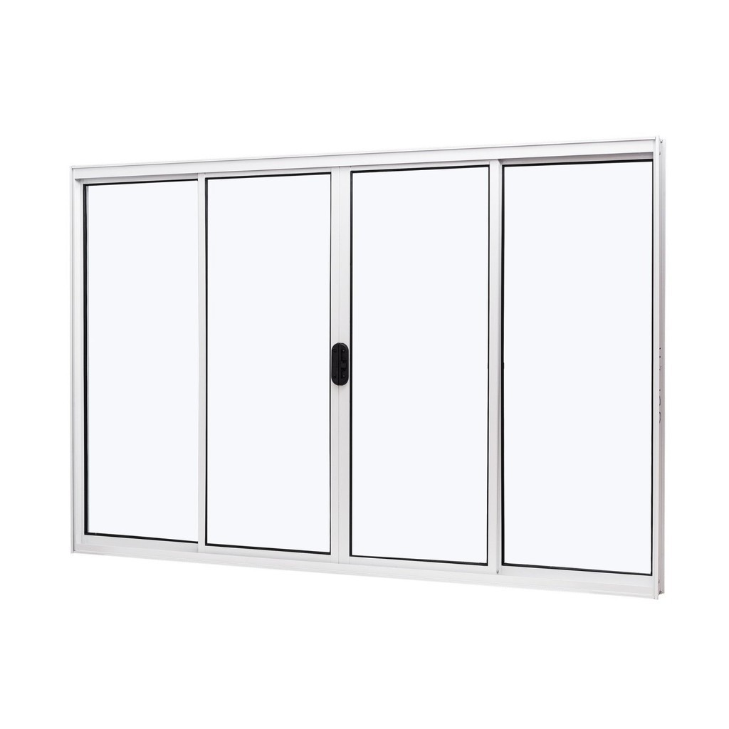 Janela de Aluminio de Correr Central 100x120cm 4 Folhas Vidro Liso Slim Modular Ramassol - Home & Living