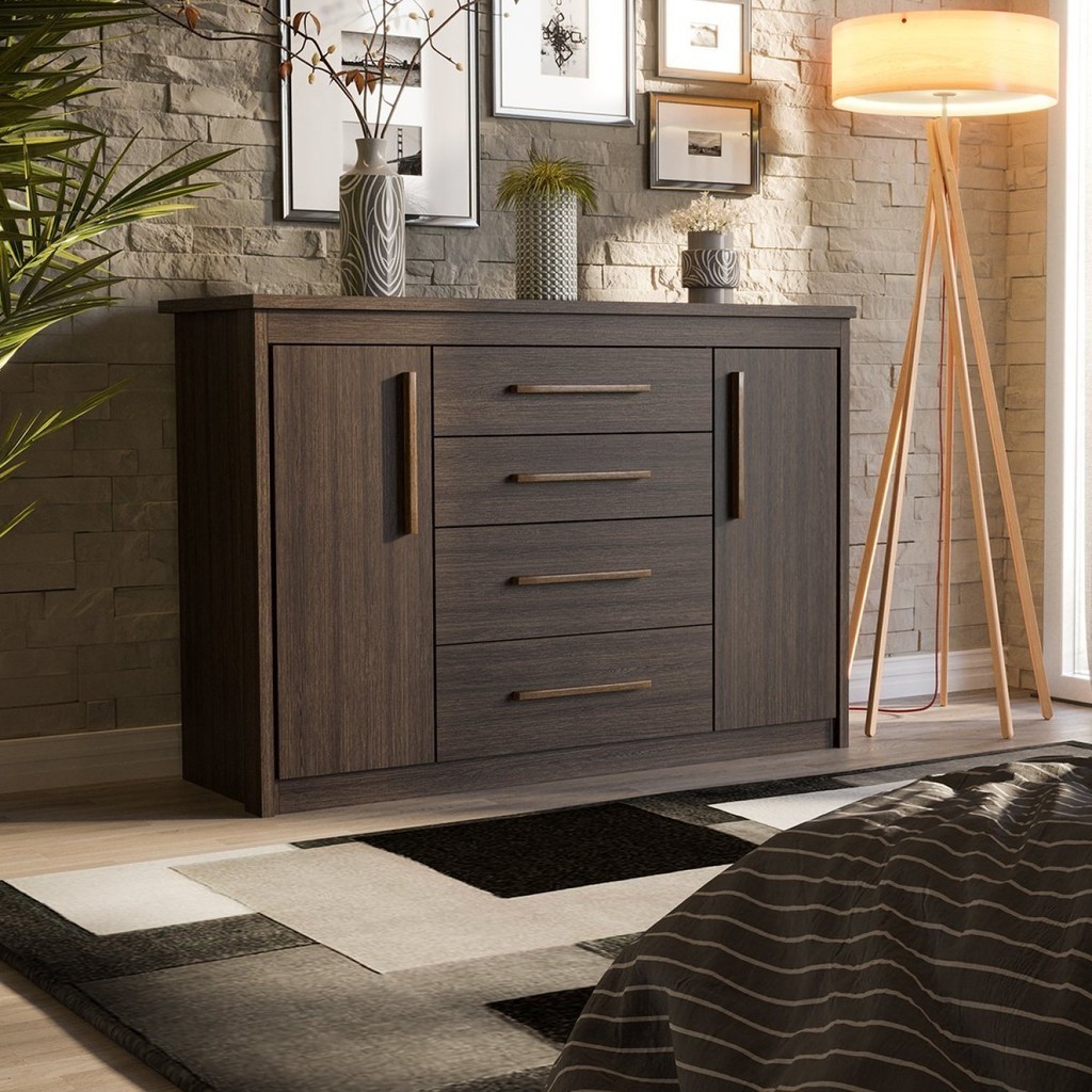 Cômoda para Quarto 2 Portas 4 Gavetas Elegance Capuccino em Oferta na Shopee