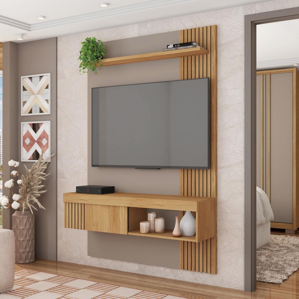 Painel para Tv até 50 Polegadas com Ripado Moon Buriti/Fendi - Home & Living