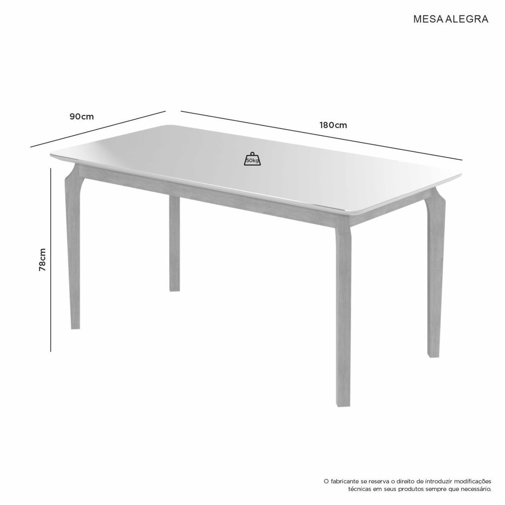 Detalhes do Mesa Candian 180 X 0,90 sem Vidro Tampo Amadeirado 180