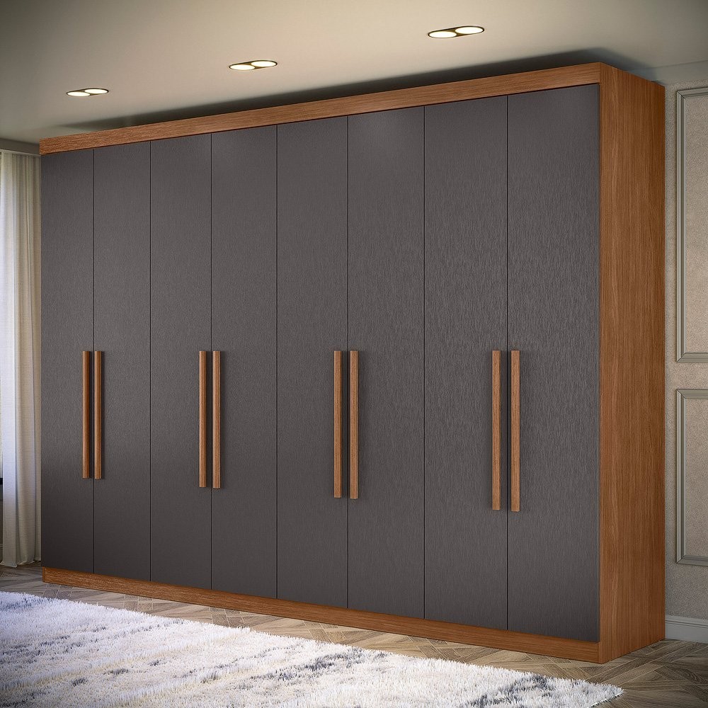 Guarda-roupa Casal 8 Portas 4 Gavetas Master New Jatoba/Grafite - Mom & Baby