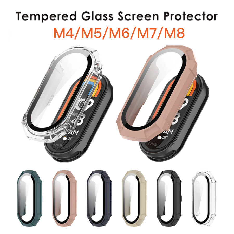 Protetor De Tela De Vidro Temperado Para Mi Band 4 5 6 7 8 Estojo Filme Xiaomi MiBand 8 Miband8 band8