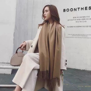 Cachecol Lenço Longo Feminina Echarpe Pashmina Cor Lisa Com Borla Para Inverno